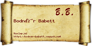Bodnár Babett névjegykártya