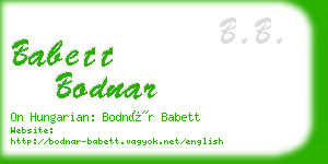 babett bodnar business card